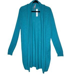 Melissa McCarthy Seven7 Cardigan Sweater Long Open Turquoise Size M NWT Casual